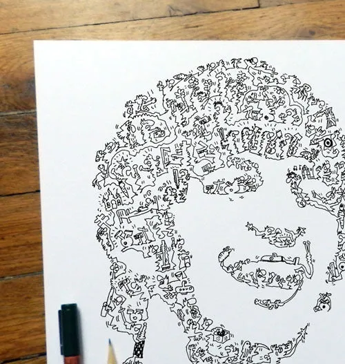 DrawInside Ringo Starr affiche 20x20 cm Beatles