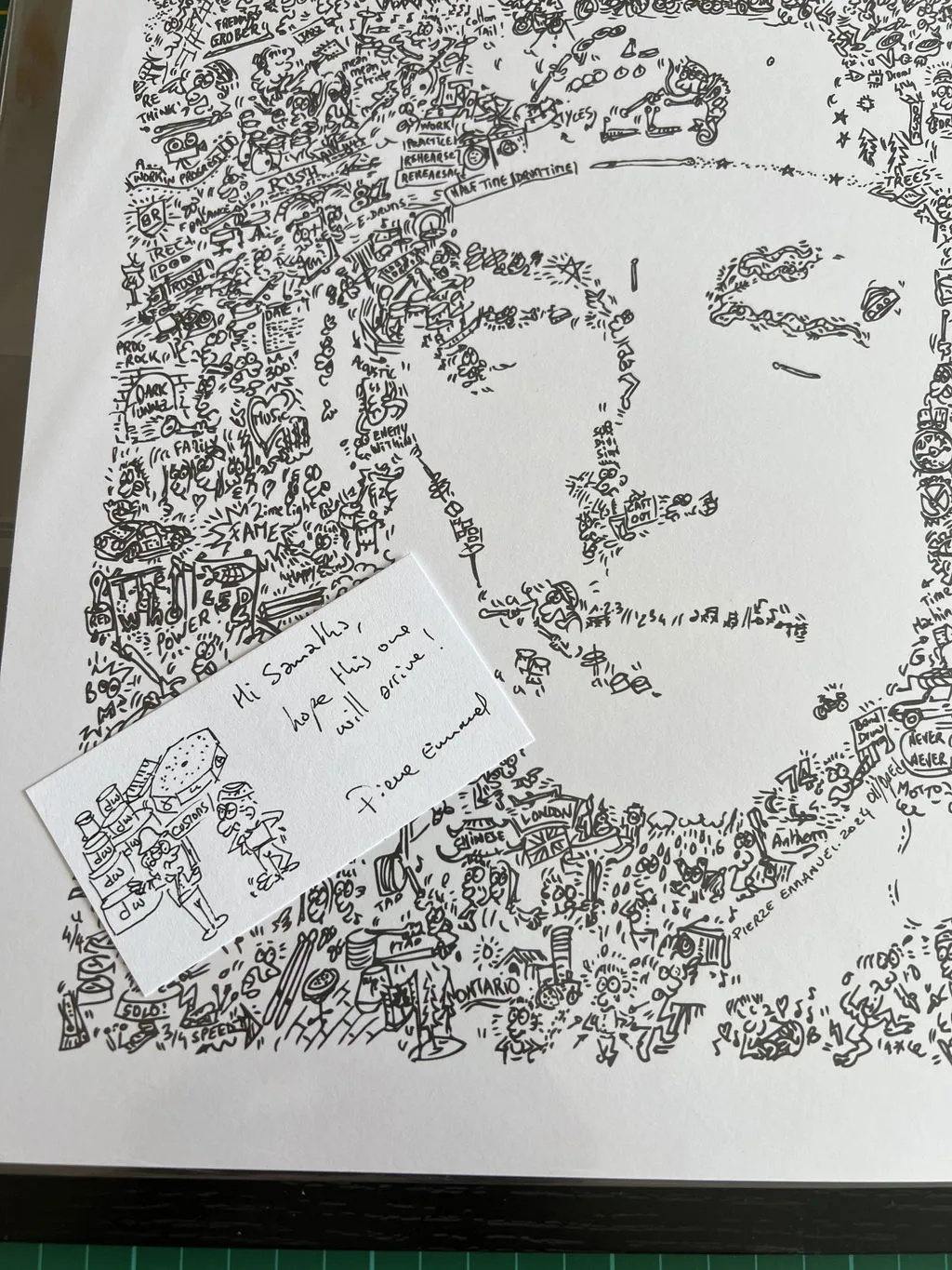 DrawInside Neil Peart Rush affiche 30x30 cm portrait batteur