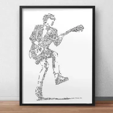 DrawInside Angus Young affiche A4 papier mat AC/DC