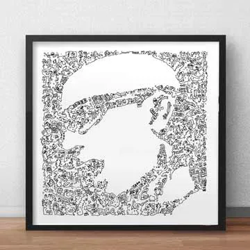 DrawInside Joe Satriani affiche 30x30 cm signée