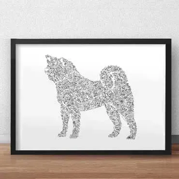 DrawInside Akita Inu affiche A4 21x30 cm race japonaise