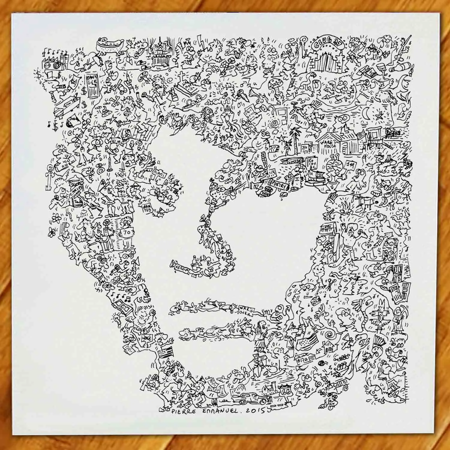 DrawInside Jim Morrison Doors affiche 30x30 cm rock