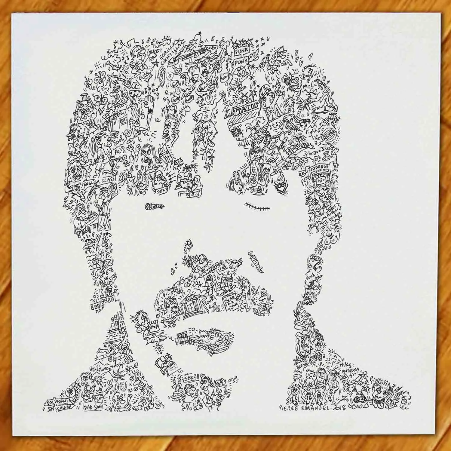DrawInside Anthony Kiedis affiche 30x30 chanteur RHCP