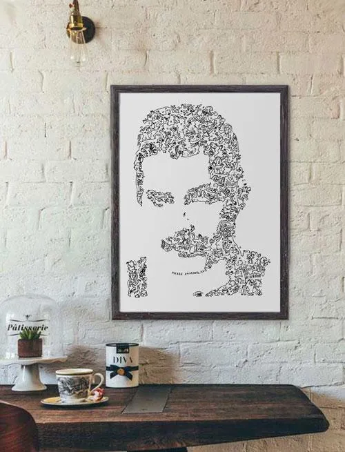 DrawInside Freddie Mercury affiche Queen A3 30x42 cm doodles