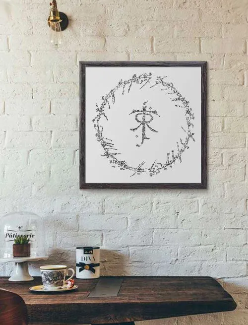 DrawInside JRR Tolkien logo affiche 30x30 cm anneaux runes