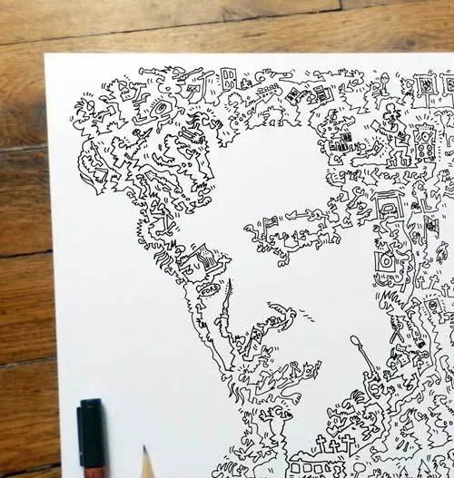 DrawInside Jason Newsted affiche 20x20 cm Metallica
