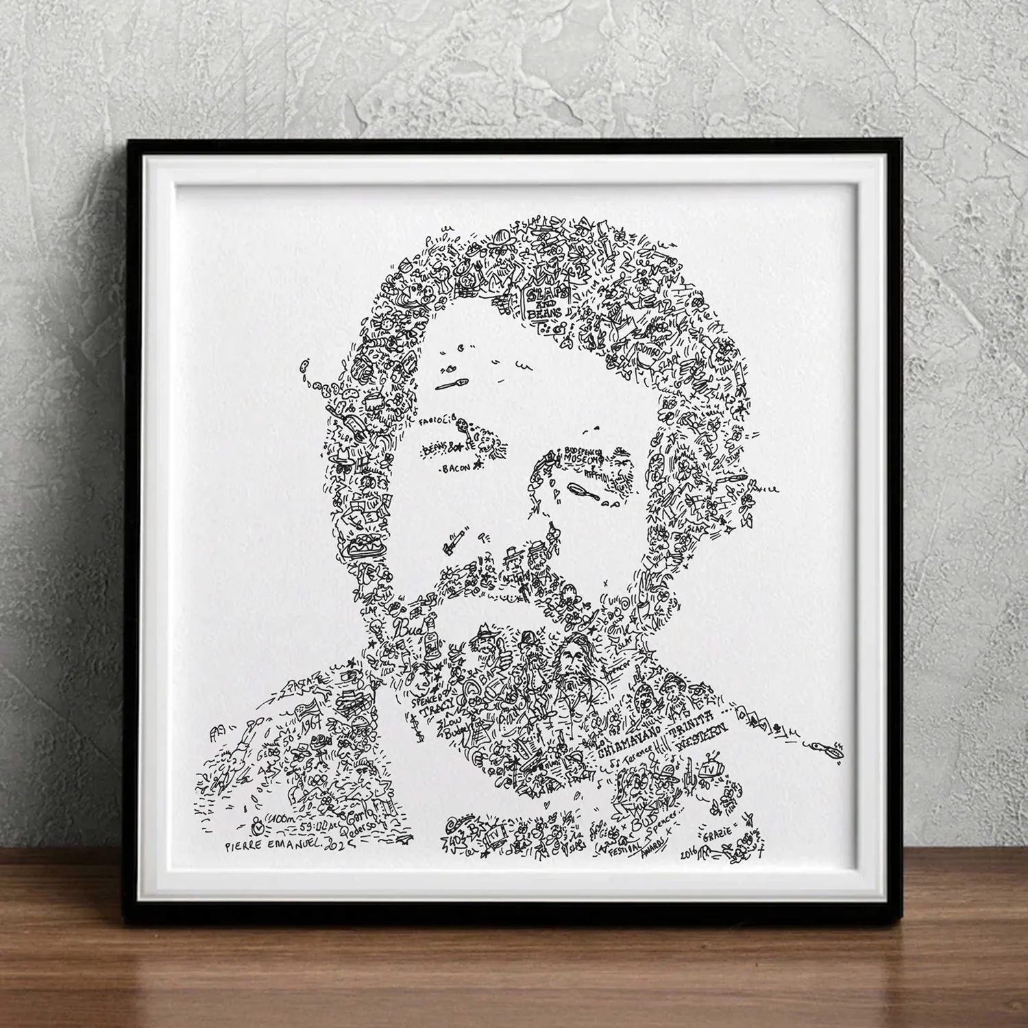 DrawInside Bud Spencer affiche 20x20 cm signée