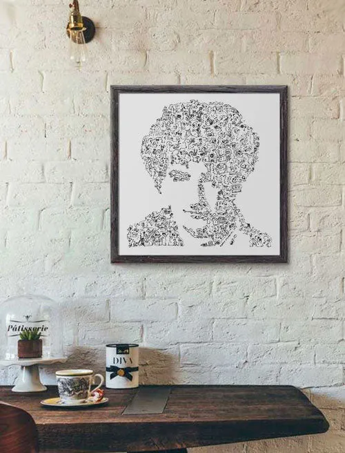 DrawInside John Deacon Queen affiche 30x30 rock