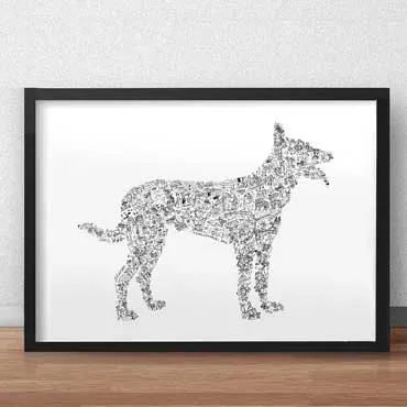 DrawInside Malinois Dog affiche A4 berger belge