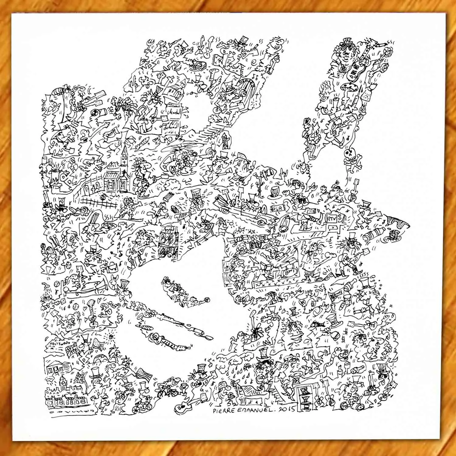 DrawInside Slash Guns N Roses affiche 20x20 cm portrait rock