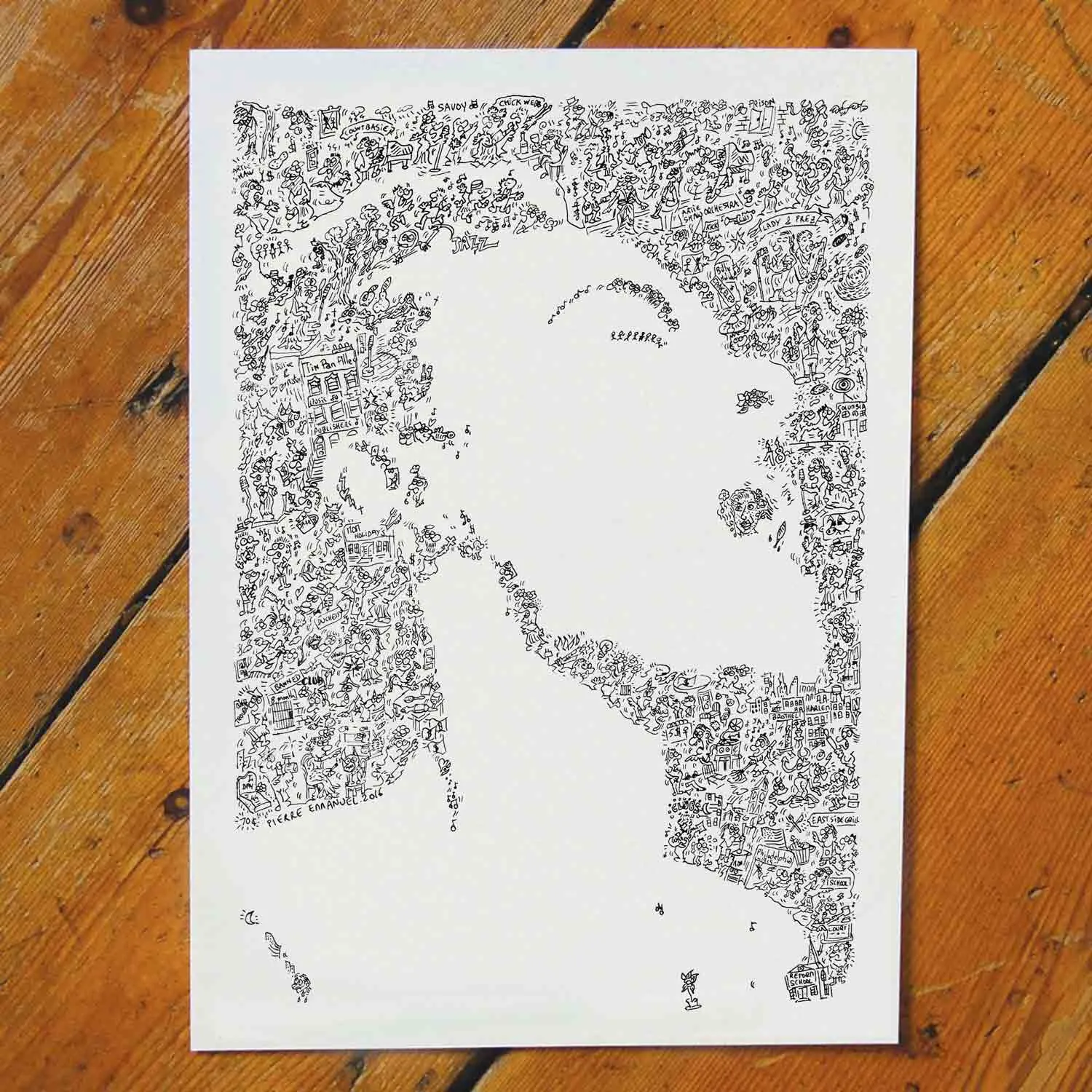 DrawInside Billie Holiday affiche A4 21x30 cm jazz signée