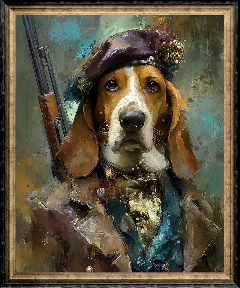 Lacorne Decoration MF58 Basset Chasseur déco murale 50x60