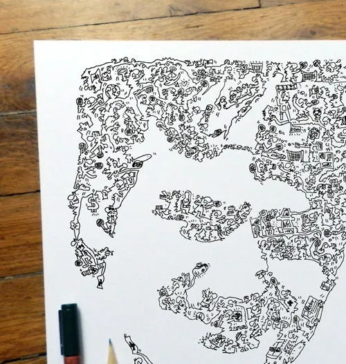 DrawInside Roger Federer affiche 20x20 cm dessin signé
