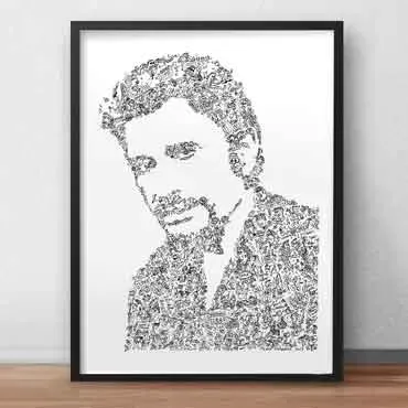 DrawInside Johnny Hallyday affiche A4 papier mat signée