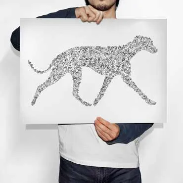 DrawInside Whippet affiche A4 chien course