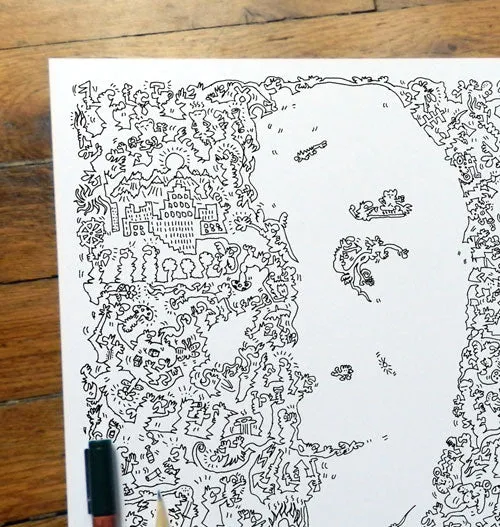 DrawInside Dalaï Lama affiche 30x30 cm portrait carré