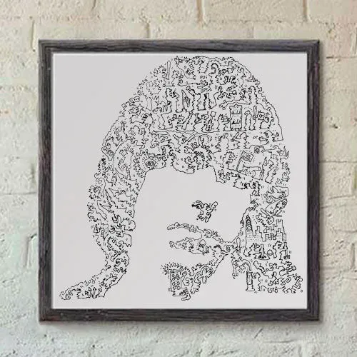 DrawInside Johnny Ramone affiche 20x20 cm papier mat