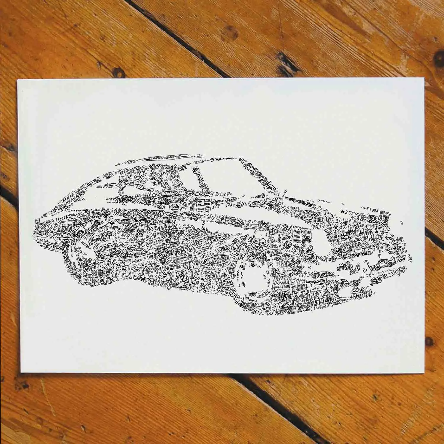 DrawInside Porsche 911-901 affiche A4 21x30 cm papier mat