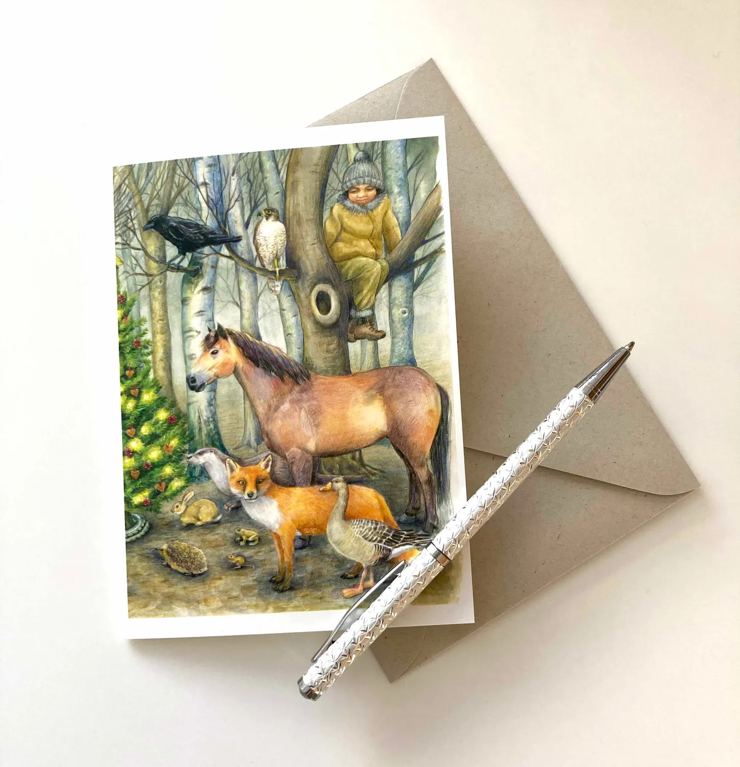 Helena Perry Woodland carte de vœux A6 scène complète