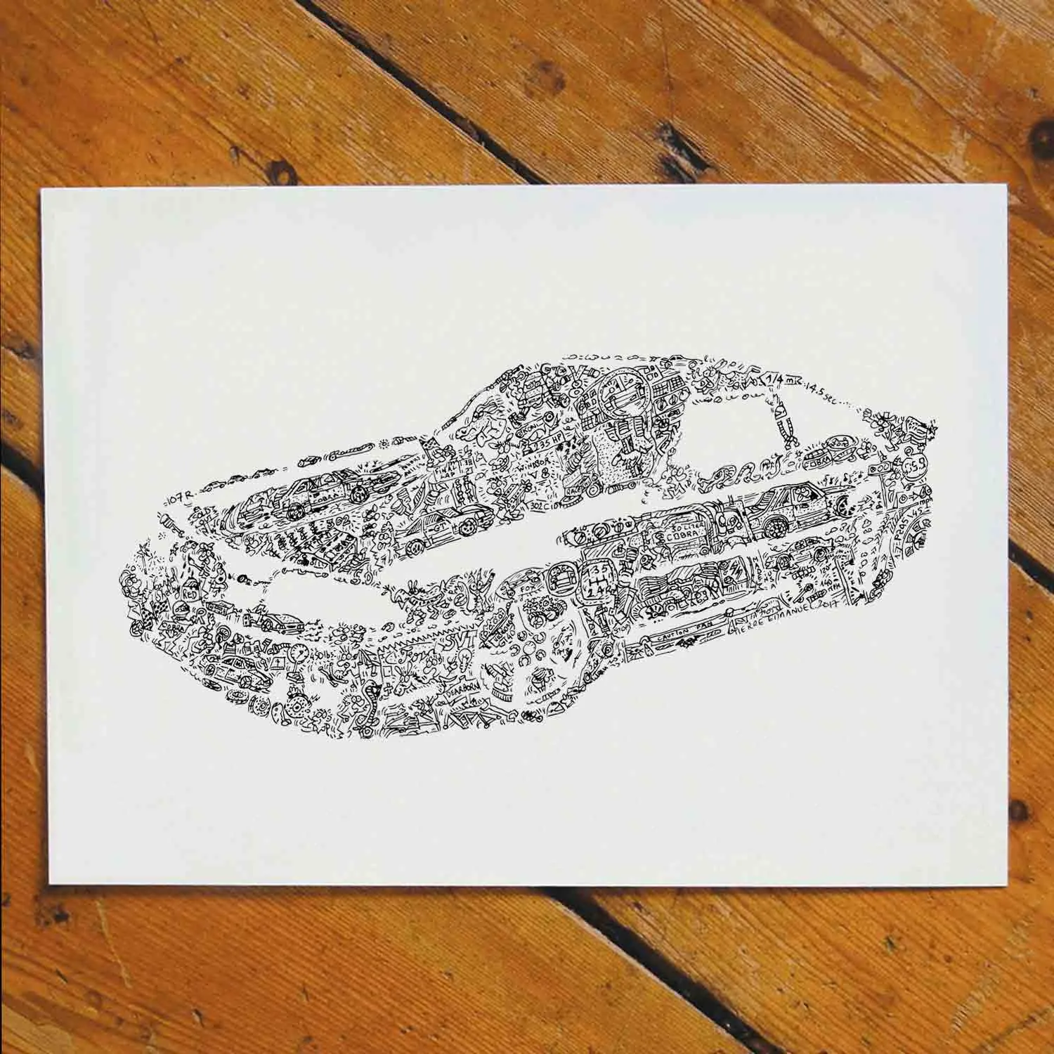 DrawInside Mustang Cobra SVT 1993 affiche A3 papier mat