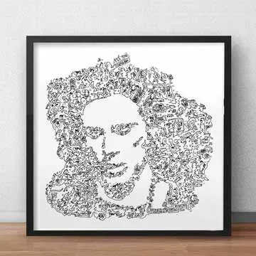 DrawInside Steve Vai affiche 30x30 cm signée
