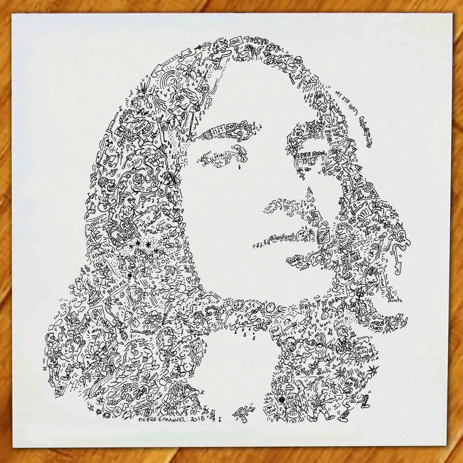 DrawInside John Frusciante affiche 30x30 cm RHCP
