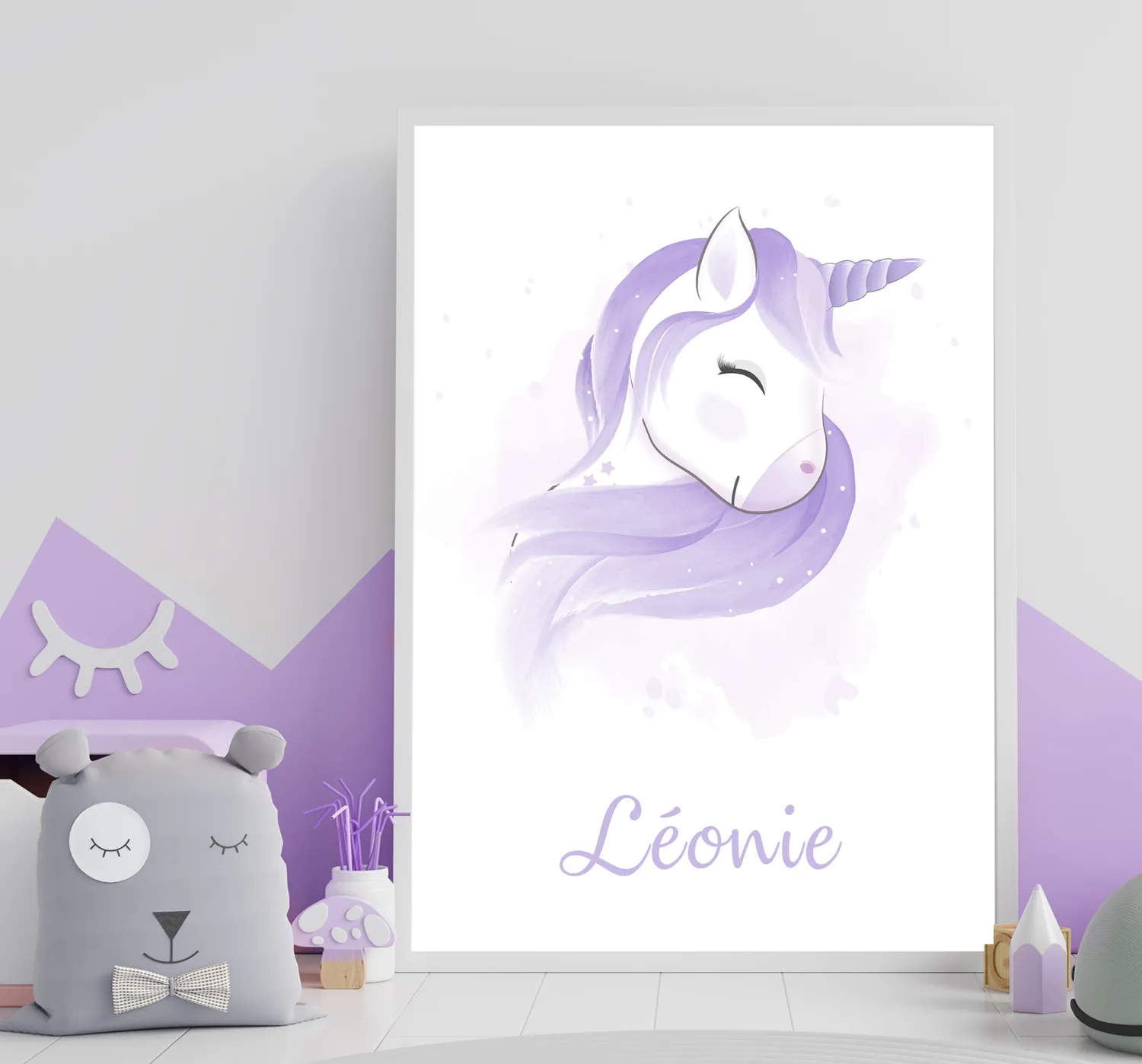 Papeterie Créative Affiche Prénom Licorne déco fille