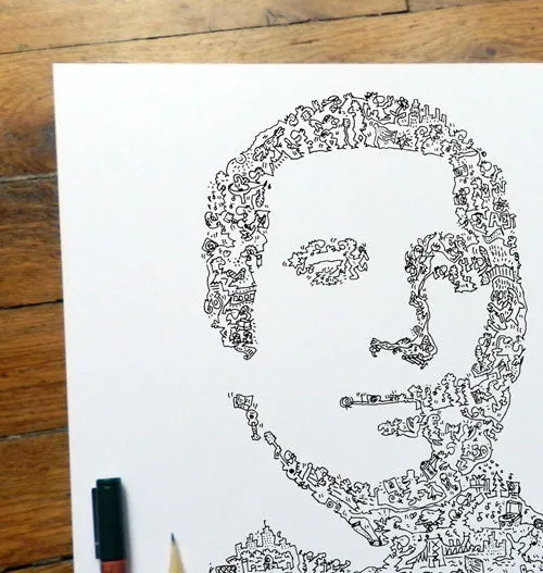 DrawInside Paul Simon affiche 20x20 cm folk