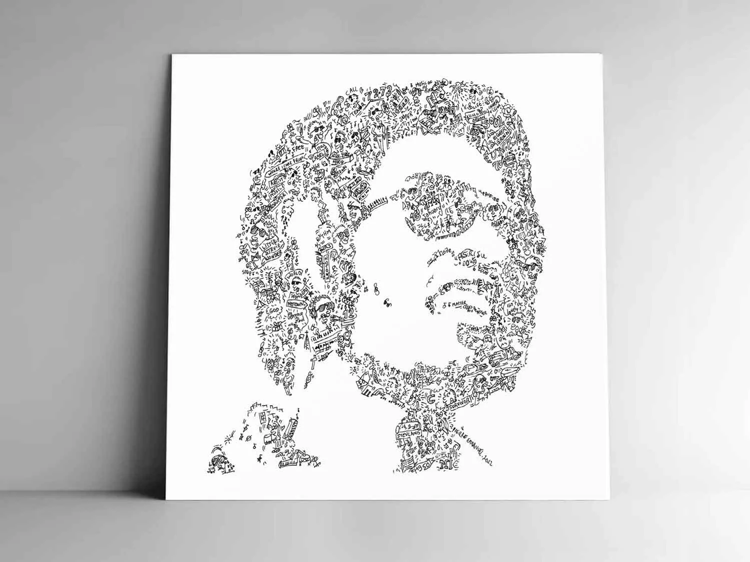 DrawInside Stevie Wonder affiche musique carrée papier mat