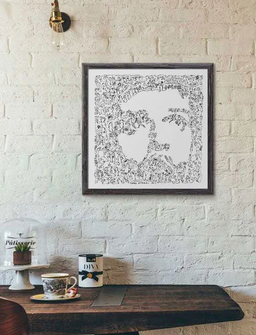 DrawInside Ian Curtis affiche 20x20 cm portrait rock