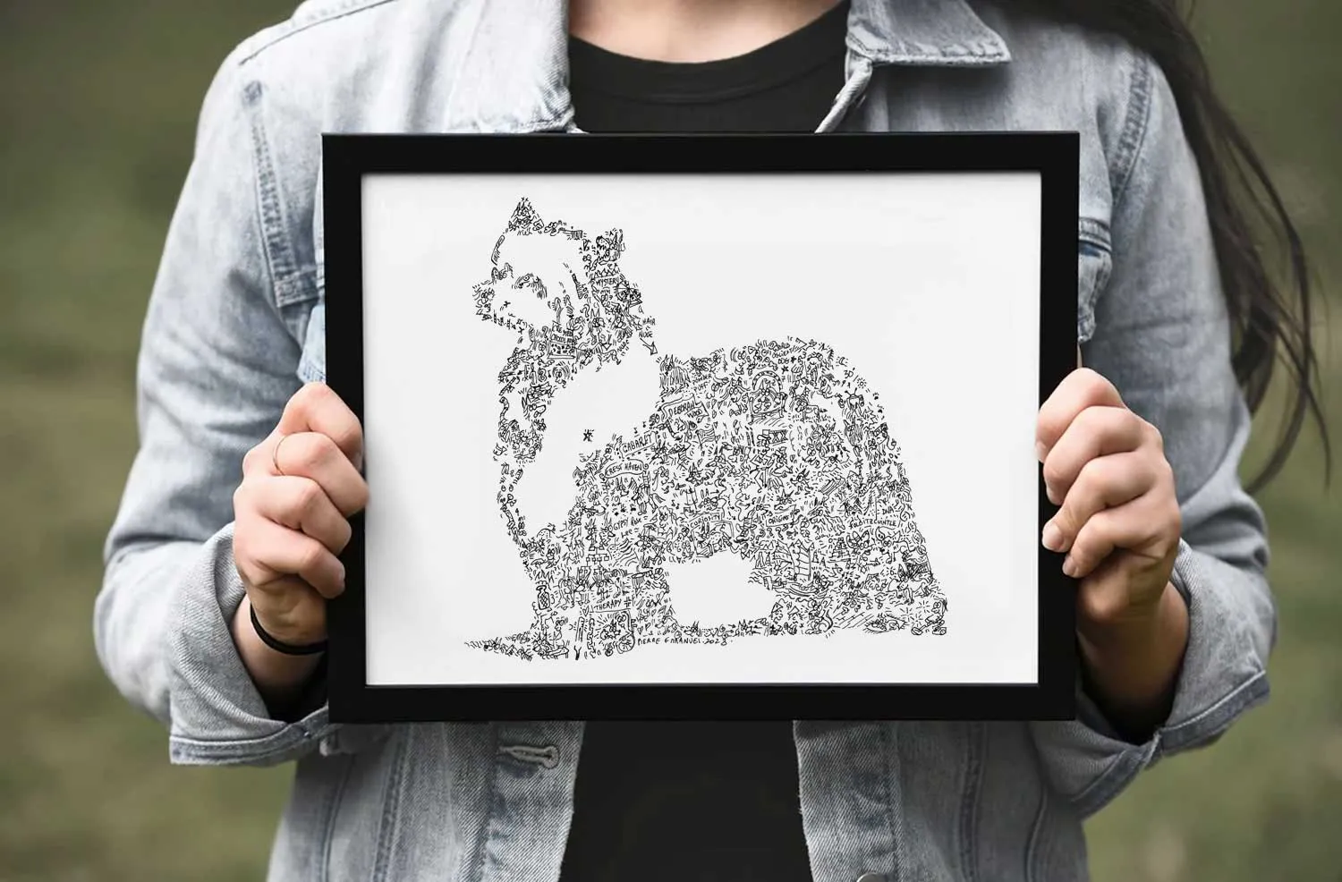DrawInside Chien Chinois affiche A4 21x30 cm papier mat