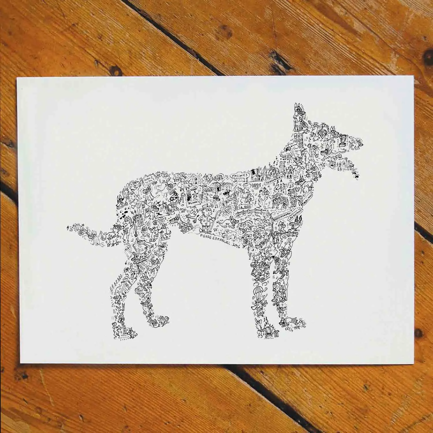 DrawInside Malinois Dog affiche A4 berger belge