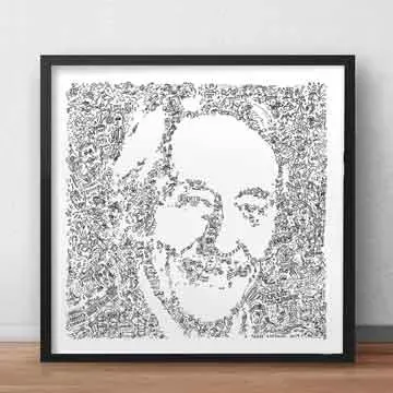 DrawInside Jean Rochefort affiche 30x30 cm cinéma