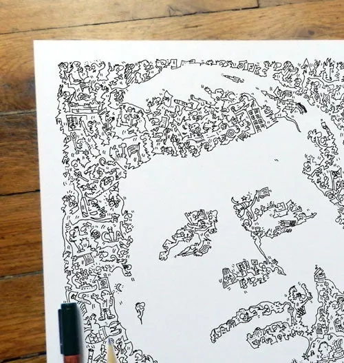 DrawInside John Fitzgerald Kennedy affiche 30x30 cm JFK
