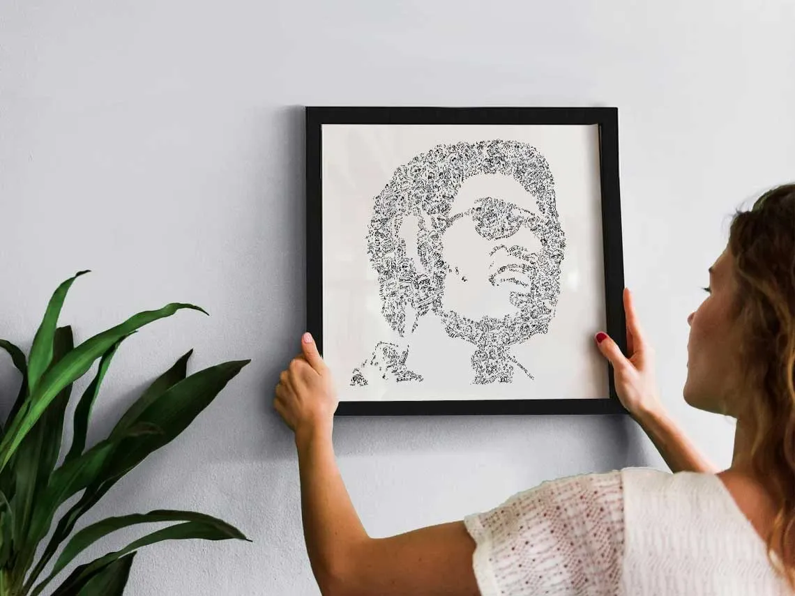 DrawInside Stevie Wonder affiche musique carrée papier mat