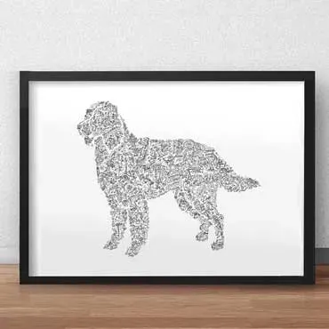 DrawInside Épagneul Français affiche A4 chien famille