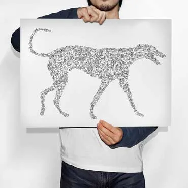 DrawInside Greyhound affiche A4 21x30 cm lévrier