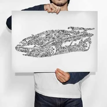 DrawInside Lamborghini Countach affiche A4 signée