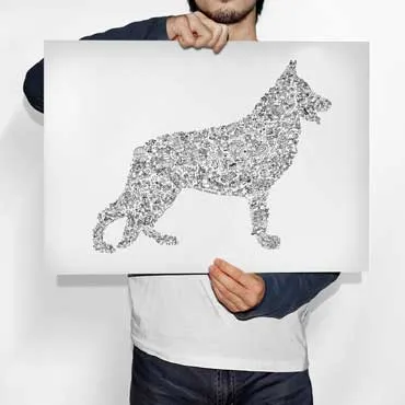 DrawInside Berger Allemand affiche A3 chien travail