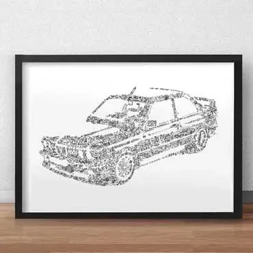 DrawInside BMW E30 affiche A4 voiture