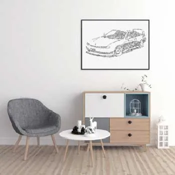 DrawInside Nissan Silvia S14 240SX affiche A4 drift