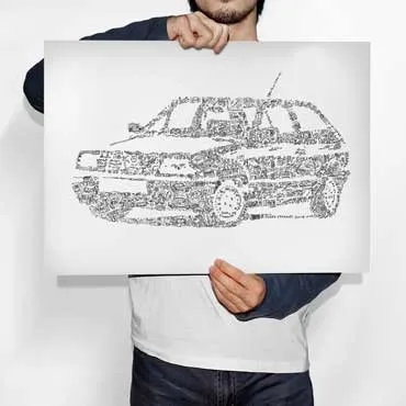 DrawInside VW Polo Mk2 affiche A4 voiture