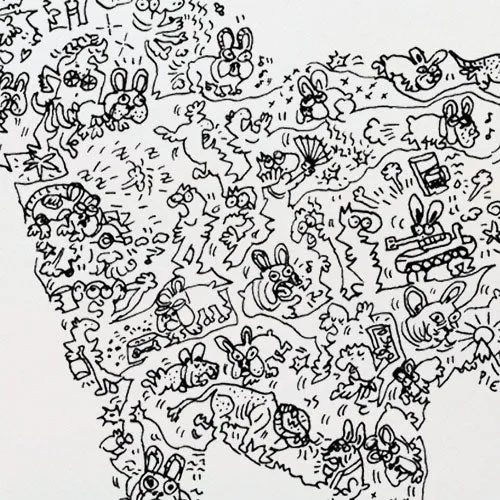 DrawInside Bouledogue Français affiche A3 30x42 cm