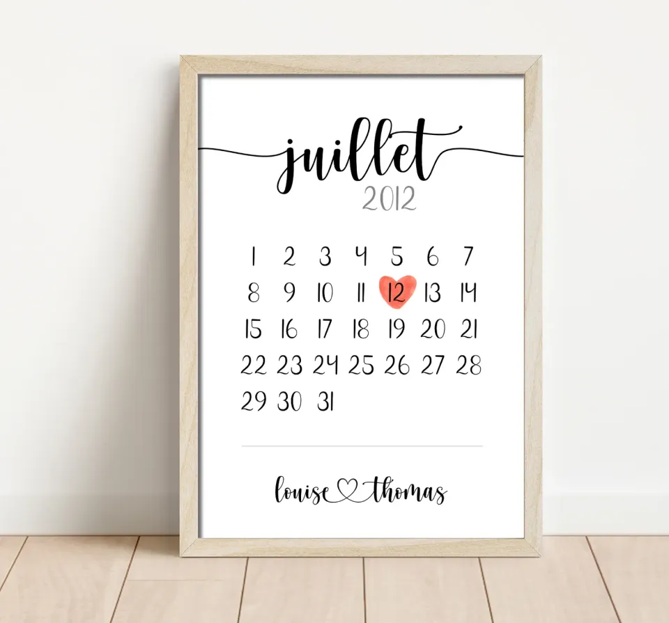 Papeterie Créative Calendrier affiche personnalisée amour