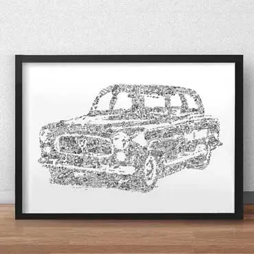 DrawInside Peugeot 403 Columbo affiche A4 21x30 cm rétro