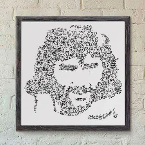 DrawInside George Best affiche 20x20 cm football