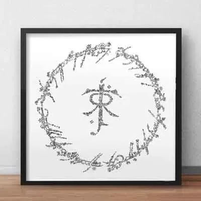 DrawInside JRR Tolkien logo affiche 30x30 cm anneaux runes