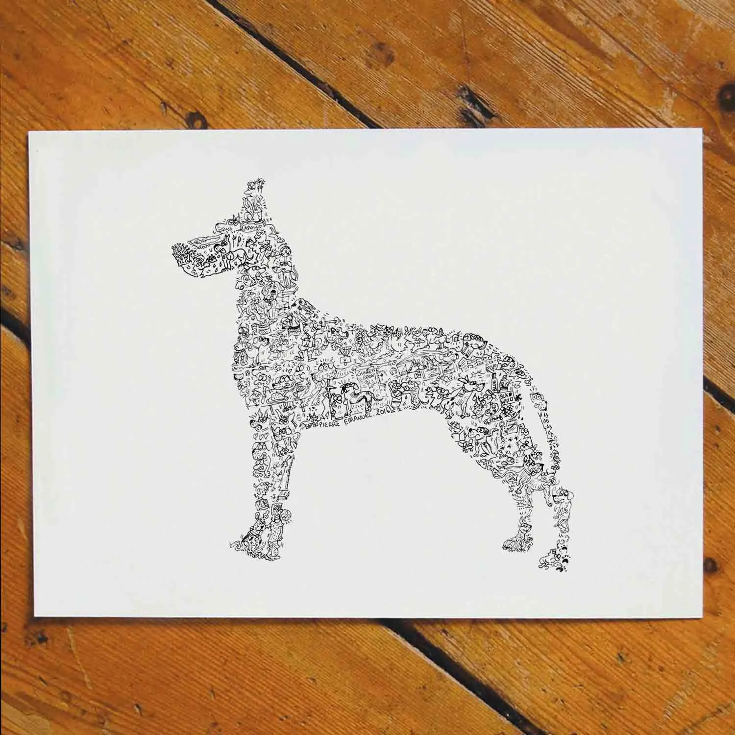 DrawInside Dogue Allemand affiche A4 21x30 cm grand danois