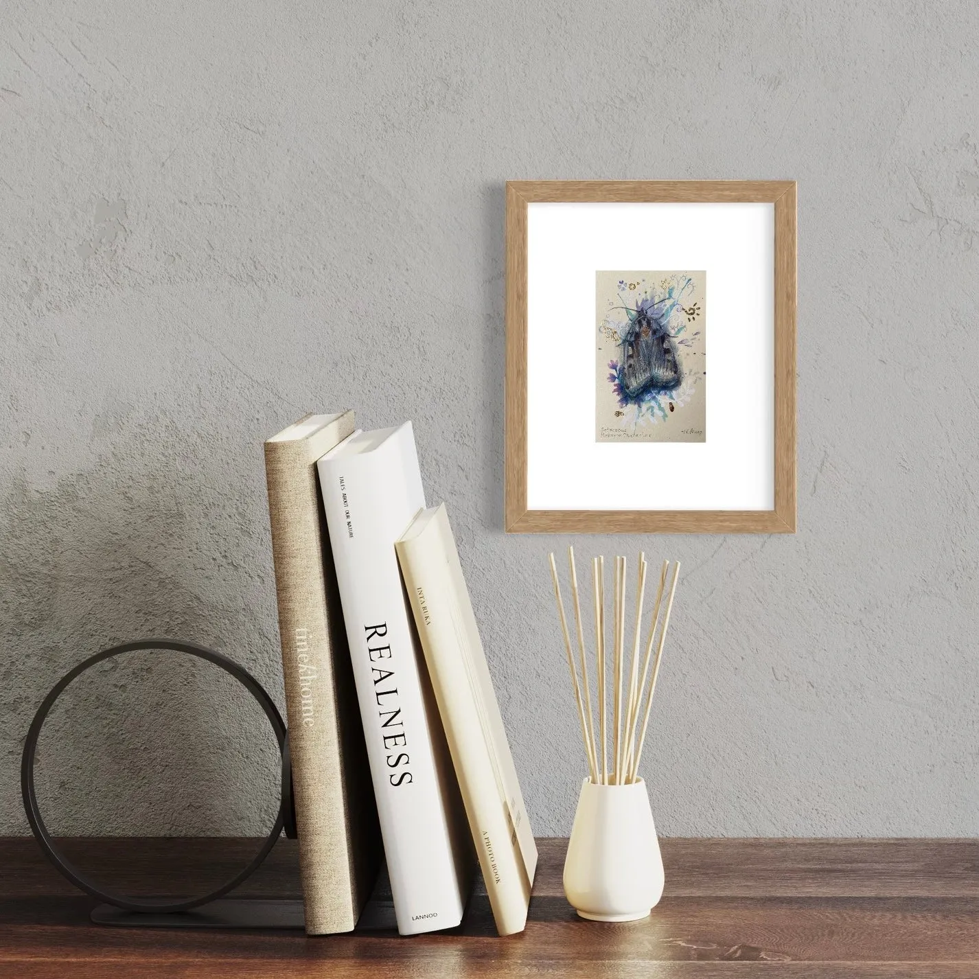 Helena Perry Setaceous Hebrew Moth miniature 8,5x13,5 non encadrée