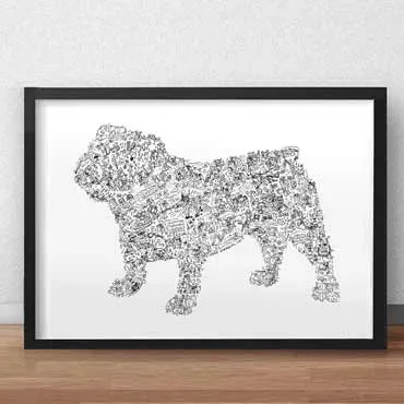 DrawInside Bulldog Anglais affiche A4 21x30 cm